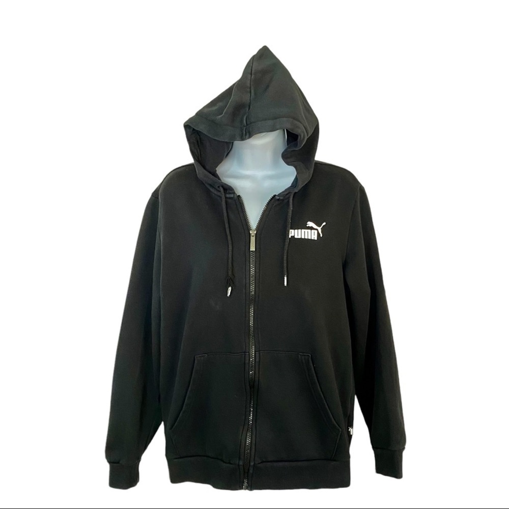 PUMA Black Hooded Zip Up Sweatshirt Jacket Coat Small Unisex  Casual